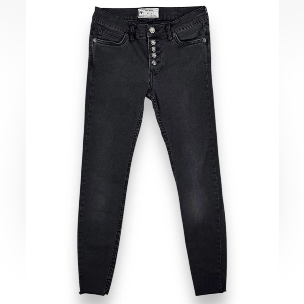 Free People Women's Black Button-Fly Skinny Jeans 25R